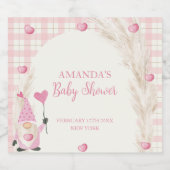 Pink Boho Arch Gingham Sweetheart Baby shower Sparkling Wijnetiket (Enkel label)