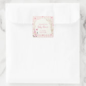 Pink Boho Arch Gingham Sweetheart Baby shower Vierkante Sticker (Tas)