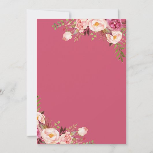 Pink Boho Baby shower Uitnodiging (Achterkant)