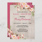 Pink Boho Baby shower Uitnodiging (Voorkant / Achterkant)