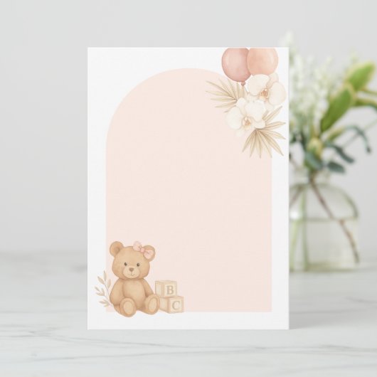 Pink Boho Baby shower Uitnodiging Achtergrond | Be (Staand voorkant)