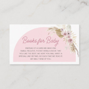 Pink Boho Barly Wait Baby shower Boeken voor Baby Informatiekaartje