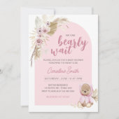 Pink Boho Barly Wait Baby shower Kaart (Voorkant)