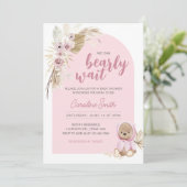 Pink Boho Barly Wait Baby shower Kaart (Staand voorkant)