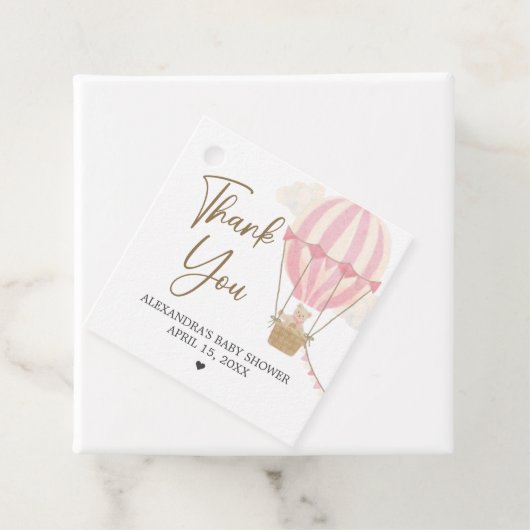 Pink Boho Bear Baby Shower Bedankjes Labels (In situ)