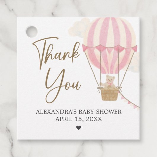 Pink Boho Bear Baby Shower  Bedankjes Labels (Voorkant)