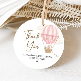 Pink Boho Bear Baby Shower  Bedankjes Labels