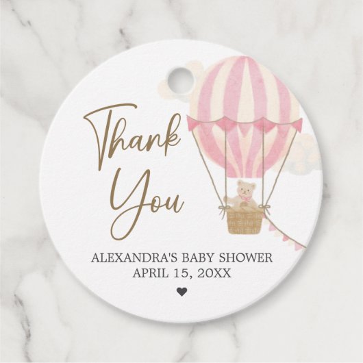 Pink Boho Bear Baby Shower  Bedankjes Labels (Voorkant)