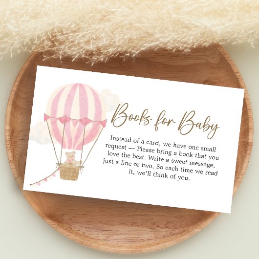 Pink Boho Bear Baby Shower Books for Baby Informatiekaartje