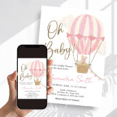 Pink Boho Bear Baby Shower  Kaart