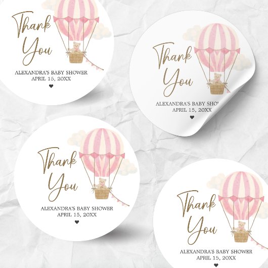 Pink Boho Bear Baby Shower  Ronde Sticker