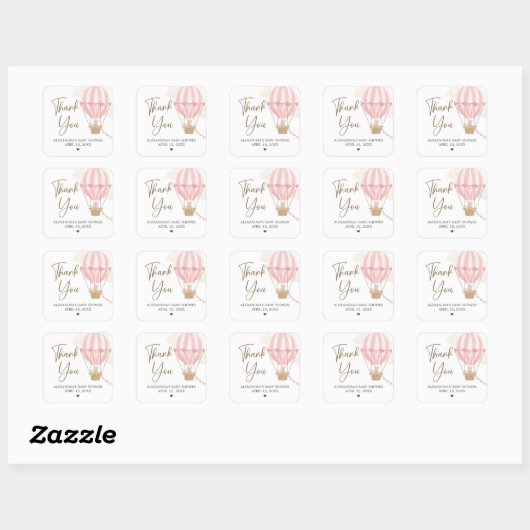 Pink Boho Bear Baby Shower Vierkante Sticker (Vel)