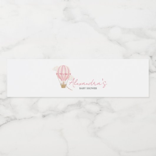 Pink Boho Bear Baby Shower  Waterfles Etiket (Enkel label)