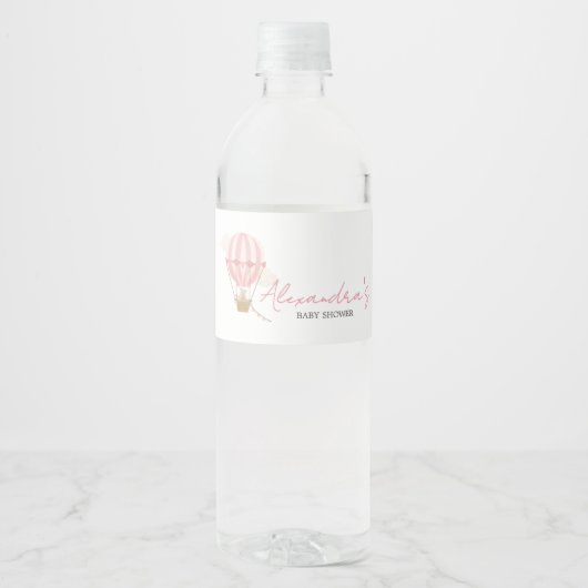 Pink Boho Bear Baby Shower  Waterfles Etiket (Voorkant)