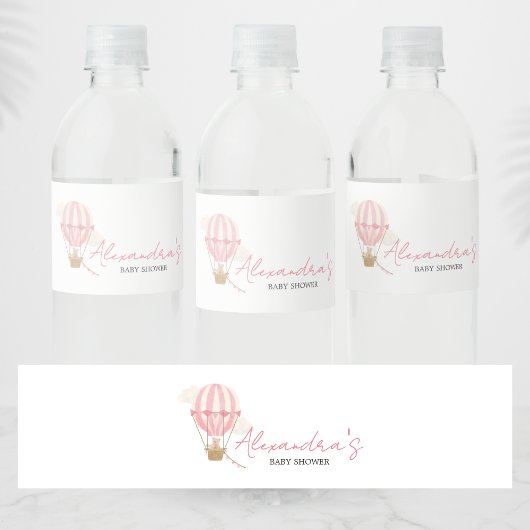 Pink Boho Bear Baby Shower  Waterfles Etiket