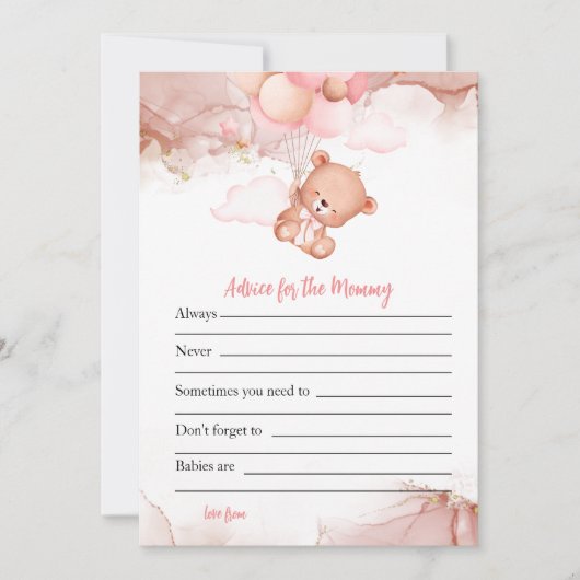 Pink Boho Beer Baby shower Game Advies voor mama Kaart (Voorkant)