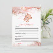 Pink Boho Beer Baby shower Game Advies voor mama Kaart (Staand voorkant)