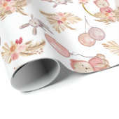 Pink Boho Beer Moon Bunny Cadeaupapier (Rol Hoek)