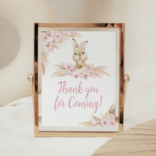 Pink Boho Bunny Baby shower Bedankt voor je komst Poster