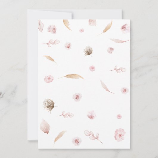 Pink Boho Bunny Baby shower Kaart (Achterkant)