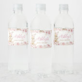 Pink Boho Bunny Baby shower Waterfles Etiket (Flessen)