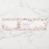 Pink Boho Bunny Baby shower Waterfles Etiket (Enkel label)