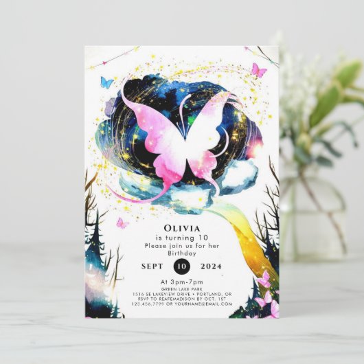 Pink Boho Butterfly Verjaardag Kaart (Staand voorkant)