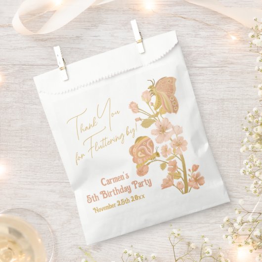 Pink Boho Butterfly Verjaardagsfeestje Dank u Bedankzakje (Geknipt)