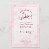 Pink Boho Chic Peonies Budget Wedding Program (Voorkant / Achterkant)