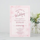 Pink Boho Chic Peonies Budget Wedding Program (Staand voorkant)