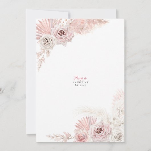 Pink Boho Chic Quinceanera Kaart (Achterkant)