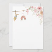 Pink Boho Clothesline Baby shower Kaart (Achterkant)