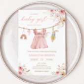 Pink Boho Clothesline Baby shower Kaart
