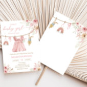 Pink Boho Clothesline Baby shower Kaart