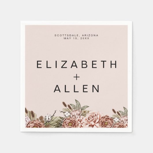 Pink Boho Cottcore Floral Enchanted Wedding Servet (Voorkant)