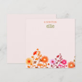 Pink Boho Country Floral Note Kaart Notitiekaartje (Voorkant / Achterkant)