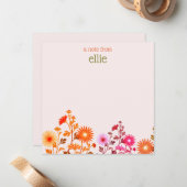 Pink Boho Country Floral Note Kaart Notitiekaartje (Voorkant / Achterkant in situ)