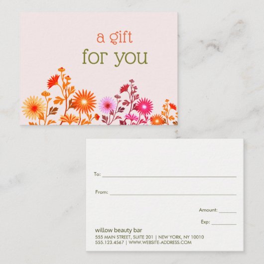 Pink Boho Country Floral Visitekaartje (Voorkant / Achterkant)