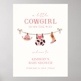 Pink Boho Cowgirl waslijn Baby shower Welkom Poster