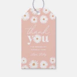 Pink Boho Daisy Birthday Party Dank je Cadeaulabel