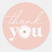 Pink Boho Daisy Birthday Party Dank je Ronde Sticker (Voorkant)