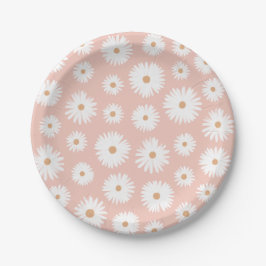 Pink Boho Daisy Birthday Party Papieren Bordje