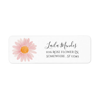 Pink Boho Daisy Birthday Party Return Address Etiket