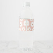 Pink Boho Daisy Birthday Party Waterfles Etiket (Achterkant)