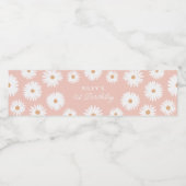 Pink Boho Daisy Birthday Party Waterfles Etiket (Enkel label)