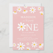 Pink Boho Daisy eerste verjaardag Kaart (Voorkant)