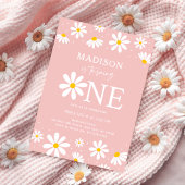 Pink Boho Daisy eerste verjaardag Kaart