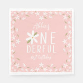 Pink Boho Daisy Onederful Birthday Napkins Servet (Voorkant)