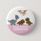 Pink Boho Dinosaur Ronde Button 5,7 Cm (Voorkant)