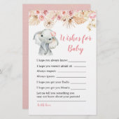 Pink Boho Elephant Baby shower Wensen voor Baby (Voorkant / Achterkant)